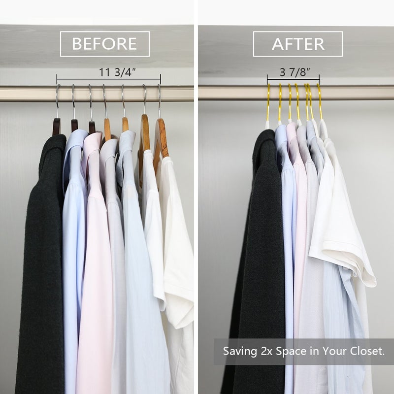 MIZGI Premium Velvet Hangers Pack 50 Pcs Heavyduty - Non Slip Slimline - Velvet Suit Hangers White - Gold Hooks,Space Saving Clothes Hangers - Image 5