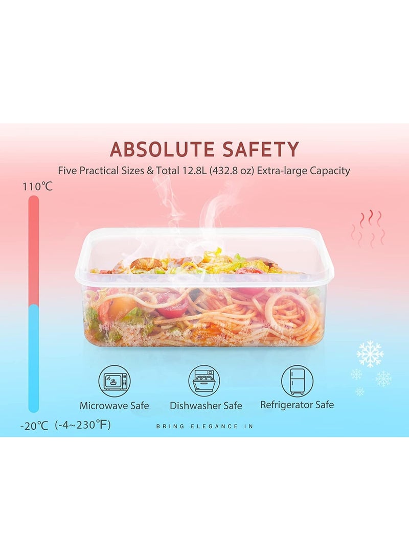 TYCOM Meal Prep Container Airtight Food Storage Container Set of 12 pcs Re-usable Plastic Food Containers Stackable Kitchen Organizer Boxes Tupperware BPA Free & Microwave Freezer Dishwasher Safe  - Image 5