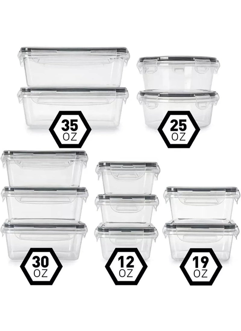 TYCOM Meal Prep Container Airtight Food Storage Container Set of 12 pcs Re-usable Plastic Food Containers Stackable Kitchen Organizer Boxes Tupperware BPA Free & Microwave Freezer Dishwasher Safe  - Image 2