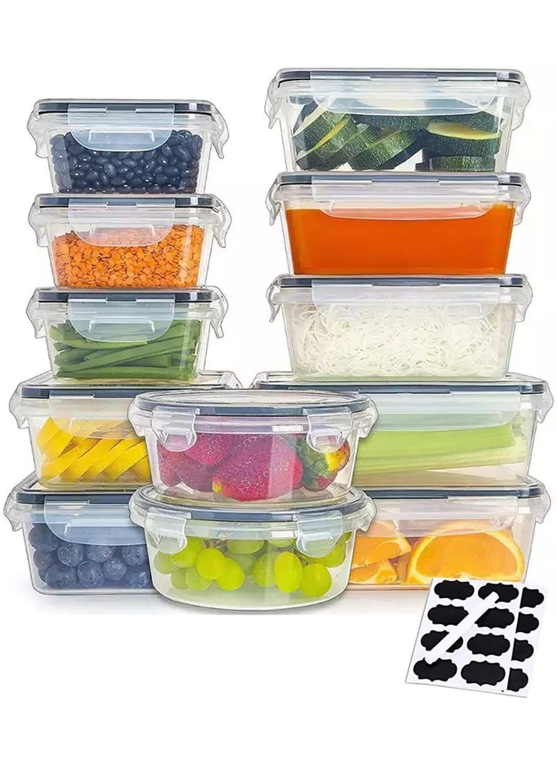 TYCOM Meal Prep Container Airtight Food Storage Container Set of 12 pcs Re-usable Plastic Food Containers Stackable Kitchen Organizer Boxes Tupperware BPA Free & Microwave Freezer Dishwasher Safe  - Image 1