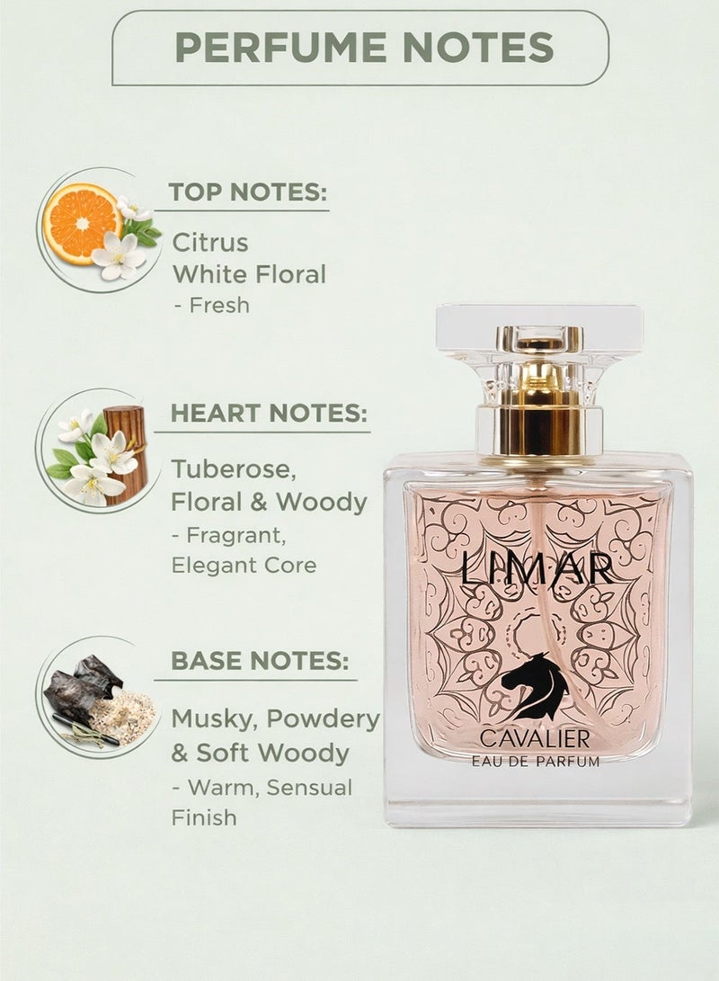 Cavalier Perfume The Limar Eau de Parfum 100ml | Long Lasting Perfume for Women with White Floral, Citrus & Musky Notes | Luxury Women’s Perfume - Image 2
