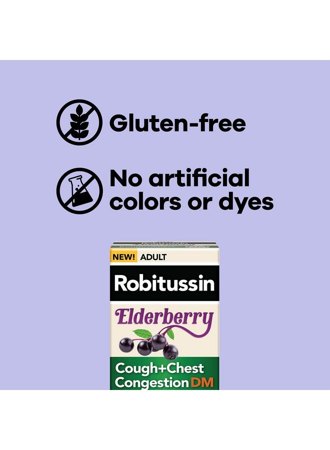 Robitussin Maximum Strength Elderberry Cough Plus Chest Congestion DM, Cough Suppressant for Adults, Providing Non Drowsy Liquid Cough and Chest Congestion Relief - 2x8 Fl Oz - Image 5