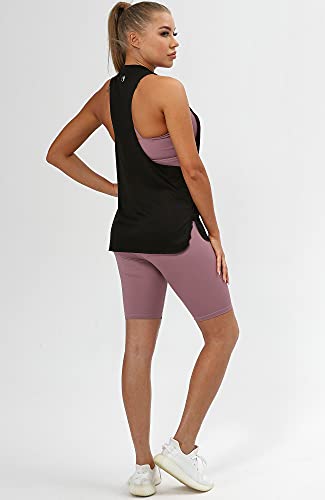 icyzone Workout Tank Tops for Women - Running Muscle Tank Sport Exercise Gym Yoga Tops Athletic Shirts(Pack of 3) (M, Black/Grey/Lavender) - Image 2
