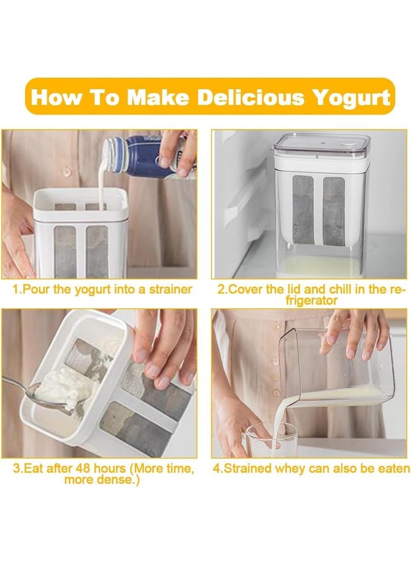 Lemonzza - Lemonzza 1100ML Greek Yogurt Filter Strainer Thick Curd Maker Greek Yogurt Maker Fine Mesh Strainer Multifunctional Yoghurt Filter Hung Curd Strainer Box Curd Maker - Image 1