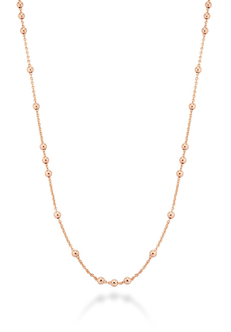 Miabella Italian 18K Yellow or Rose Gold Plated Beaded Ball Rosary Long Wrap Layering Station Chain Necklace for Women, 60" (Rose-Gold-Plated-Bronze) - Image 1