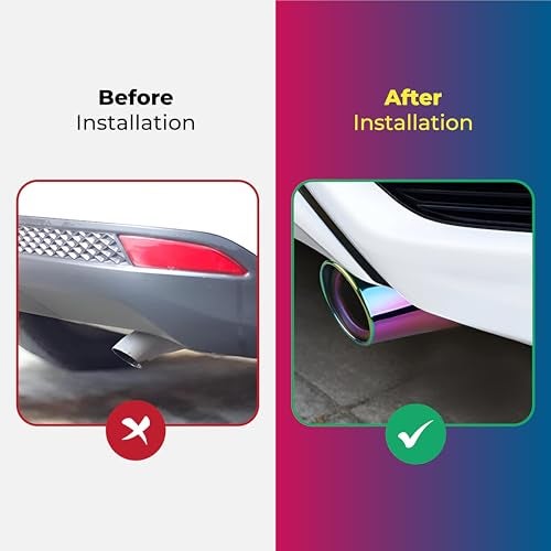 MIKANIX Universal Car Exhaust Muffler Tip | Stainless Steel Burnt Look Silencer End Pipe | Anti-Rust, Stylish Oval Exhaust Tail Pipe with Fitting Kit (BLUE) - Image 3