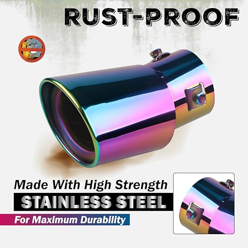 MIKANIX Universal Car Exhaust Muffler Tip | Stainless Steel Burnt Look Silencer End Pipe | Anti-Rust, Stylish Oval Exhaust Tail Pipe with Fitting Kit (BLUE) - Image 4