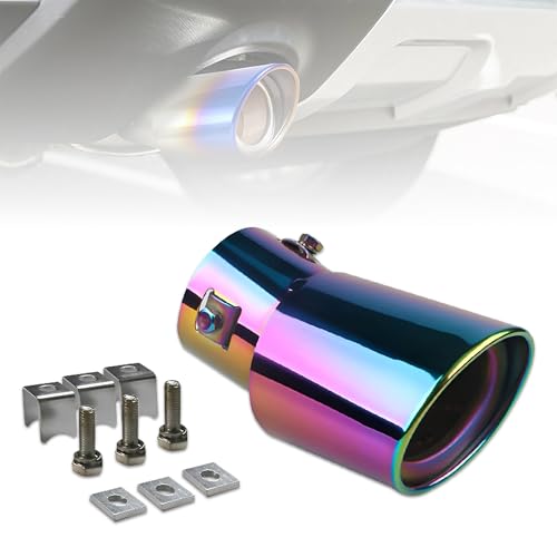 MIKANIX Universal Car Exhaust Muffler Tip | Stainless Steel Burnt Look Silencer End Pipe | Anti-Rust, Stylish Oval Exhaust Tail Pipe with Fitting Kit (BLUE) - Image 1