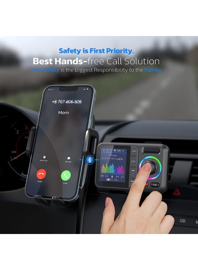 Car MP3 Bluetooth Player with Large Color Screen, QC3.0 Fast Charger Dual USB FM Transmitter, U Disk & TF Card Support, Hands-Free Bluetooth Car Charger (2 in 1) - Image 4