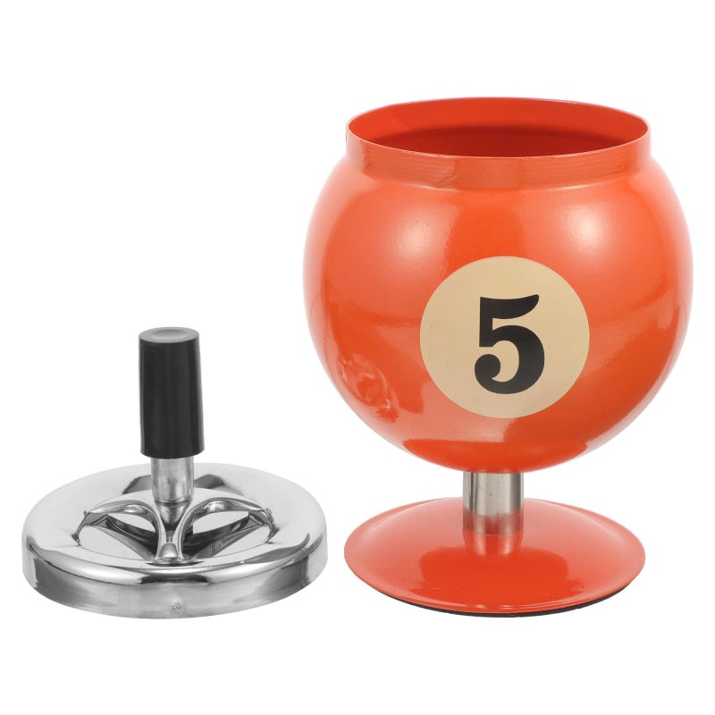 Retro Orange Metal Ashtray with Push Down Rotary Windproof Design for Home Office Desktop - Image 2