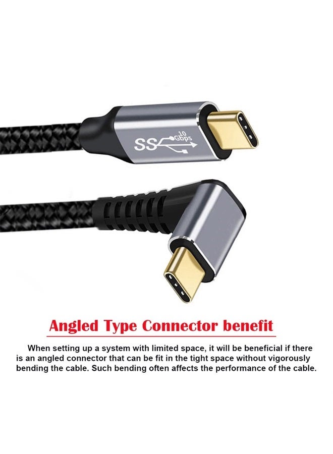 NFHK 90 Degree Up Down Angled Type-C USB-C Male to Male USB3.1 10Gbps 100W Data Cable for Laptop Phone 100CM - Image 1