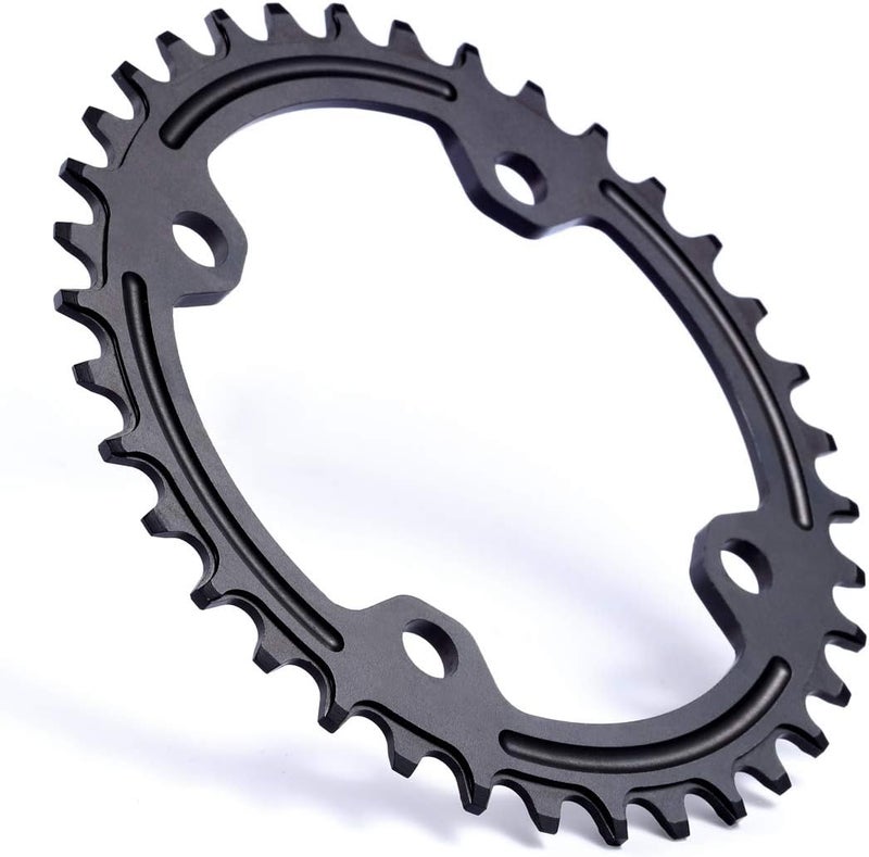 Dymoece Narrow Wide Bike Single Chainring 104BCD 32T 34T 36T 38T for 9 10 11 Speed Round,Black/Red-Compatible with Most of Shimano and Sram Cranksets - Image 3
