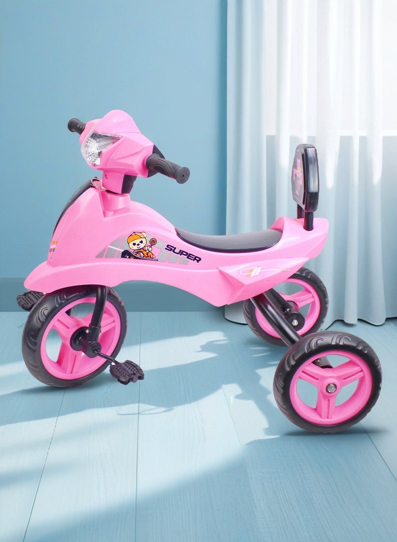 kids Tricycle Baby Bicycle Ride-On Toy Tricycle for Kids Baby Tricycle with Light and Music Baby Cycle (Blue Red Pink Can Choose) - Image 1