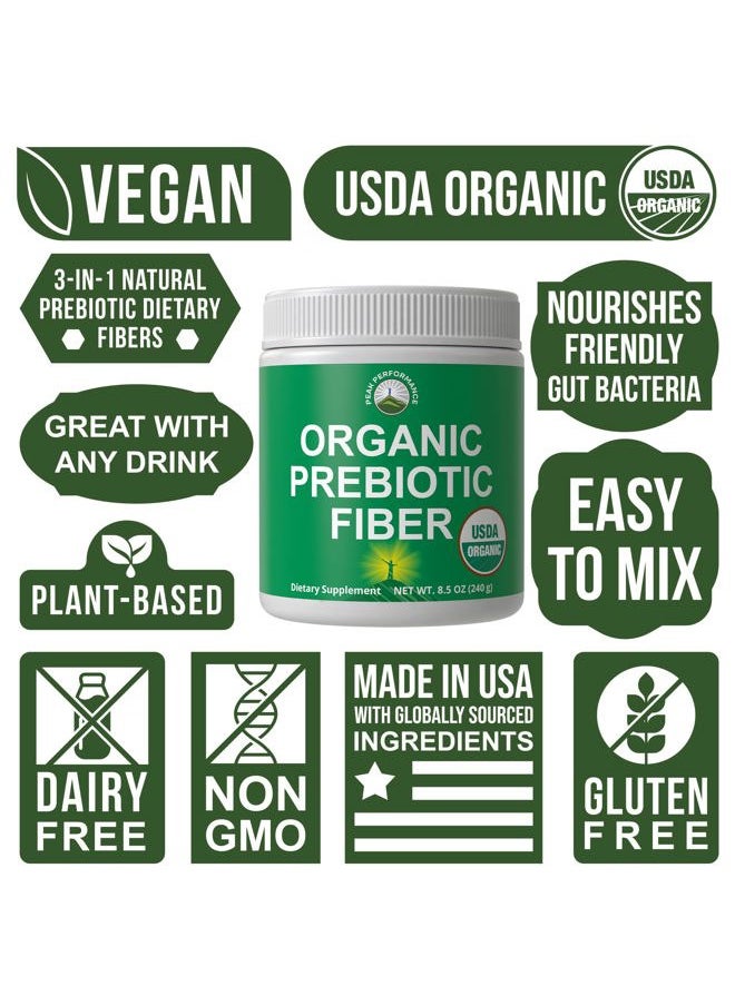 Peak Performance Organic Prebiotic Fiber 3-in-1 Vegan Powder for Gut Health. USDA Organic Raw Whole Food Plant Based Prebiotics Digestive Supplement with Organic Inulin (Jerusalem Artichoke), Acacia Fibers, SunFiber  - Image 3