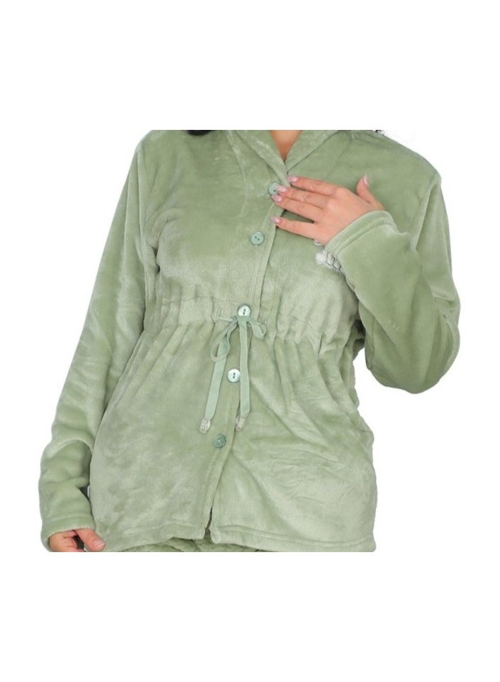 دعدوش  بيجامة نسائية شتوية من الفرو الناعم، طقم بيجامة حريمي من قطعتين للمنزل، مريحة ودافئة,بيجامه شتوية للنساء توفر تغطية كاملة للنساء من دعدوش , - Image 5