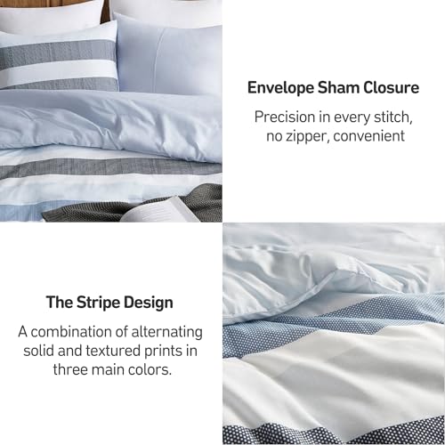 Regency Heights King Size Comforter Set Navy Blue - 3 Pieces Modern Striped Quilt Bedding for Dorm All Season Soft Lightweight Reversible Bed Set with Comforter & Shams - Image 5