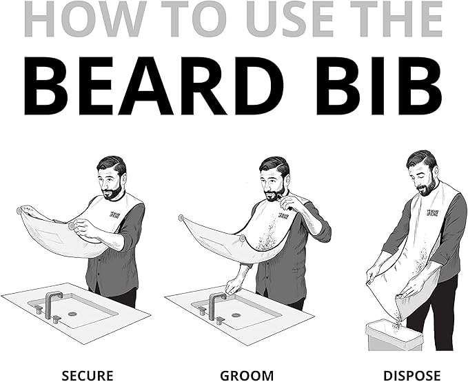 Beard King Beard Bib Apron - Shaving Set for Dad - As Seen on Shark Tank - Men's Hair Catcher for Shaving - Grooming Accessories - Packing Pouch, Black - Image 3
