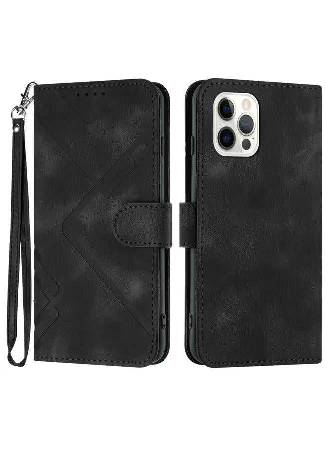 S-TOP Case For iPhone 14 Pro Line Pattern Skin Feel Leather Phone Case - Image 1