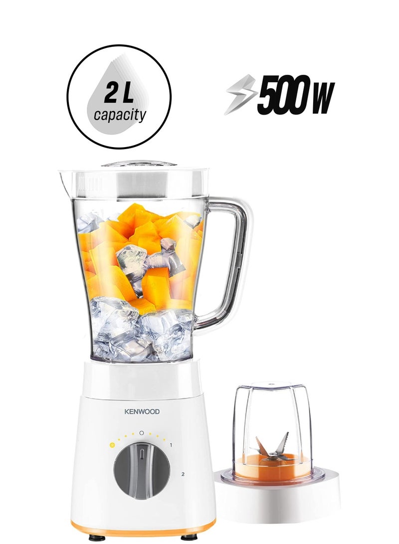 KENWOOD Blender, Ice Crush Function, Multi Mill, Grinder, 2 Speeds 2 L 500 W BLP15.150WH White - Image 1