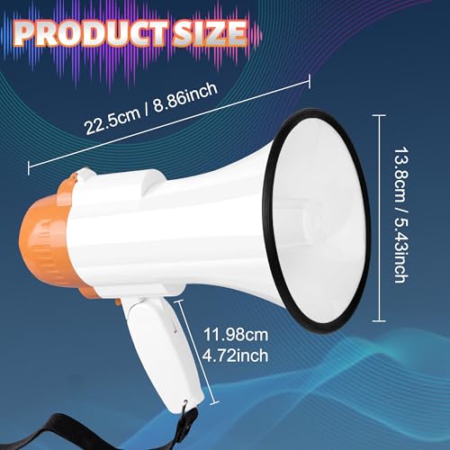 Loudmore 30 Watt Power Portable Megaphone Bullhorn Speaker Voice, Siren/Alarm and 240S Recording with Volume Control and Strap (White Orange) - Image 2