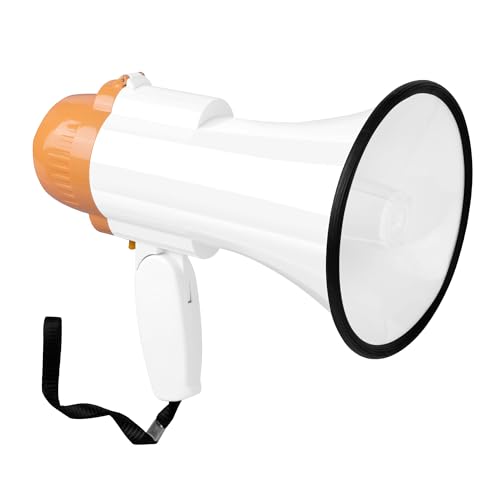 Loudmore 30 Watt Power Portable Megaphone Bullhorn Speaker Voice, Siren/Alarm and 240S Recording with Volume Control and Strap (White Orange) - Image 1