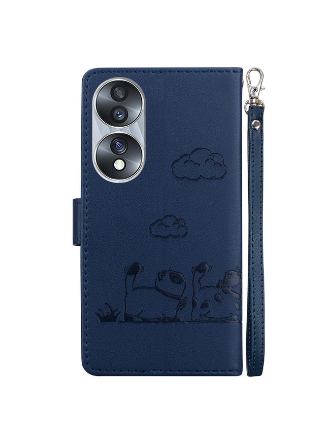 جرين تايجر جراب هاتف Honor 70 من الجلد برسومات قطط لطيفة بتقنية RFID - Image 3