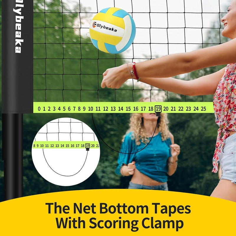 Olybeaka 32ft Portable Outdoor Volleyball Net Set with Adjustable Poles, Volleyball, Pump, and Carry Bag - Image 4