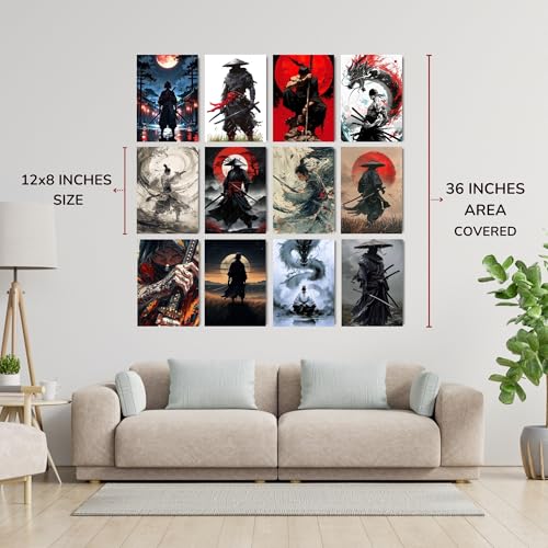 Posters Inc Warrior Art Posters for Room Decor, Set of 12, 8x12 inch A4 Sized, Empowering Warrior Posters for Home, Premium Matte Paper, 300 GSM, Birthday Gift for Men, Gluedots Included. - Image 3
