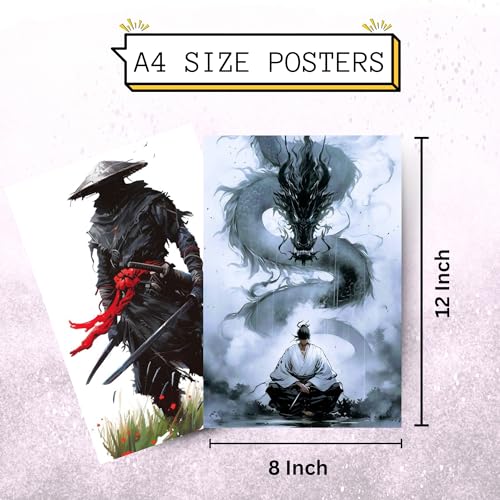 Posters Inc Warrior Art Posters for Room Decor, Set of 12, 8x12 inch A4 Sized, Empowering Warrior Posters for Home, Premium Matte Paper, 300 GSM, Birthday Gift for Men, Gluedots Included. - Image 5