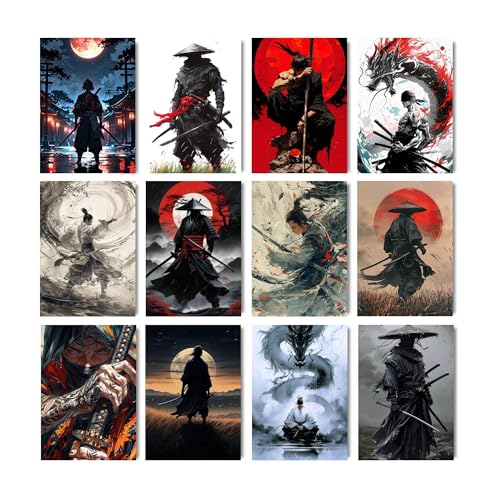 Posters Inc Warrior Art Posters for Room Decor, Set of 12, 8x12 inch A4 Sized, Empowering Warrior Posters for Home, Premium Matte Paper, 300 GSM, Birthday Gift for Men, Gluedots Included. - Image 1