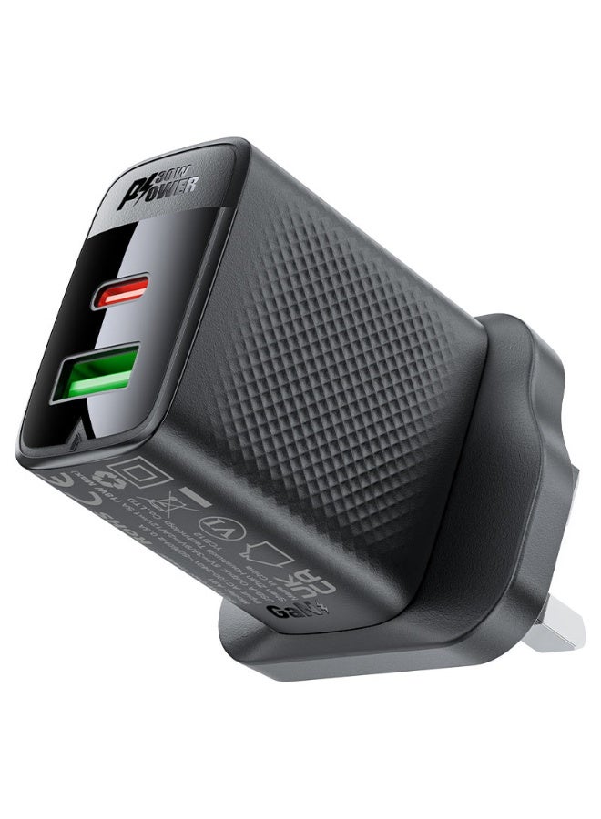 ACEFAST Fast Charge Wall Charger A99 PD30W, Dual Ports 1 USB-C & 1USB-A, Special Shell Texture Design, UK plug, Suitable For  phones / tablets / game consoles, etc - Image 2