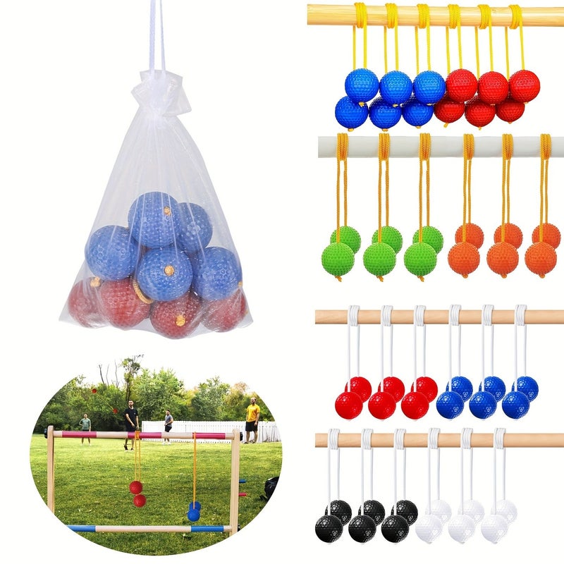 Ladder Ball Outdoor Game Set With Yellow Rope And 6 Balls For Lawn Golf Throwing Competition - Image 2