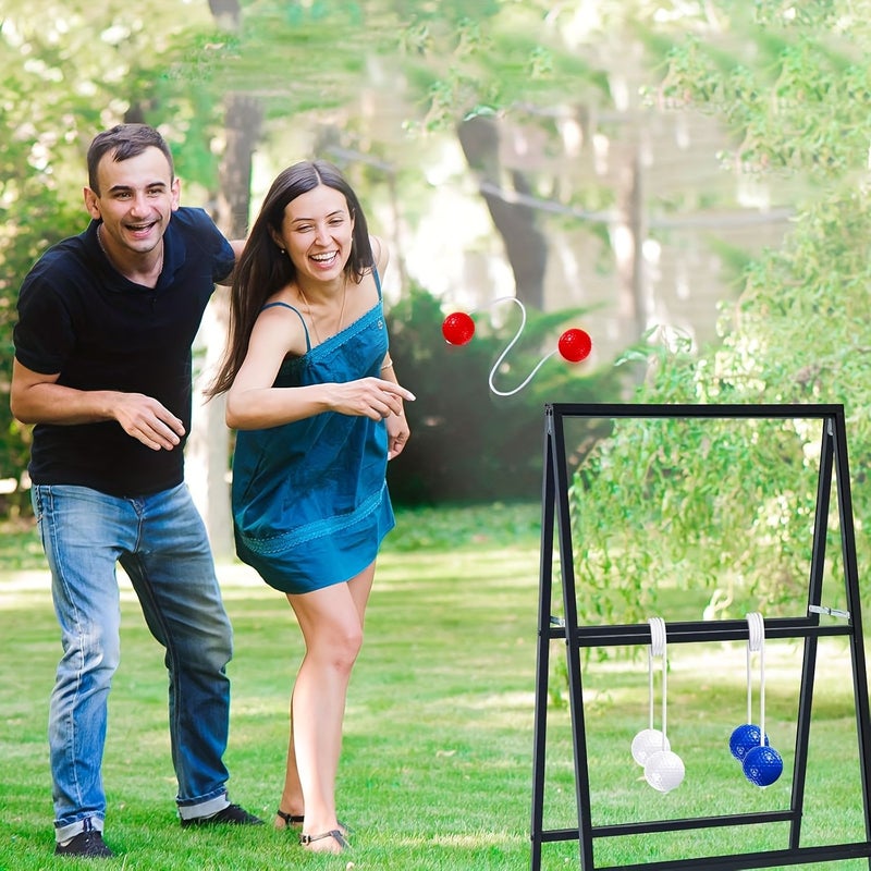 Ladder Ball Outdoor Game Set With Yellow Rope And 6 Balls For Lawn Golf Throwing Competition - Image 1