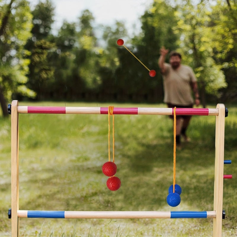 Ladder Ball Outdoor Game Set With Yellow Rope And 6 Balls For Lawn Golf Throwing Competition - Image 4
