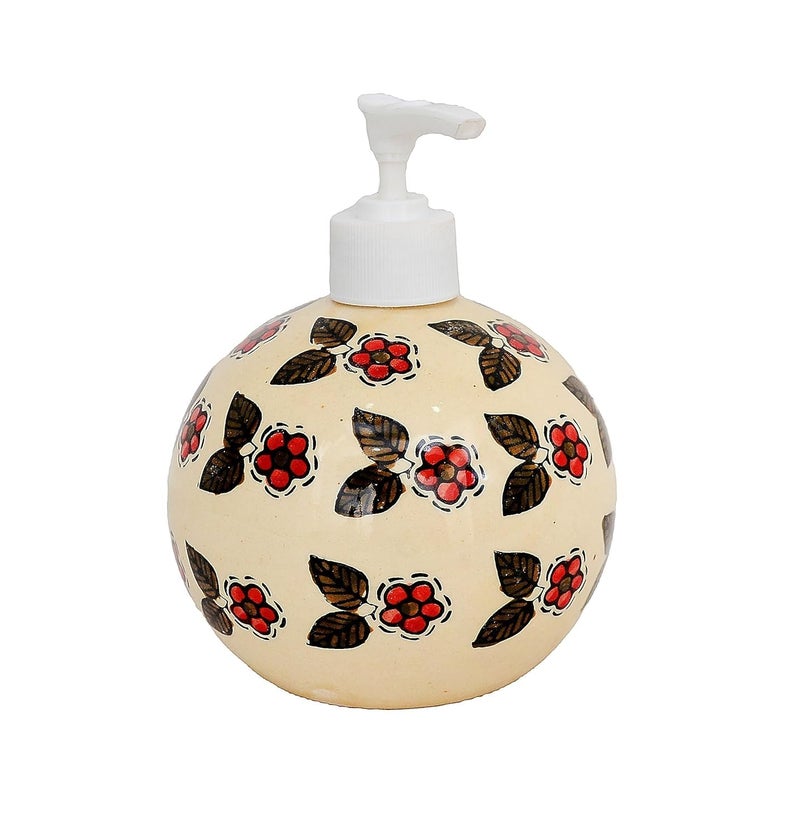 Skywalk Hand Painted Ceramic Liquid Soap Dispenser for Bathroom and Kitchen 250 Ml SWKA-1258