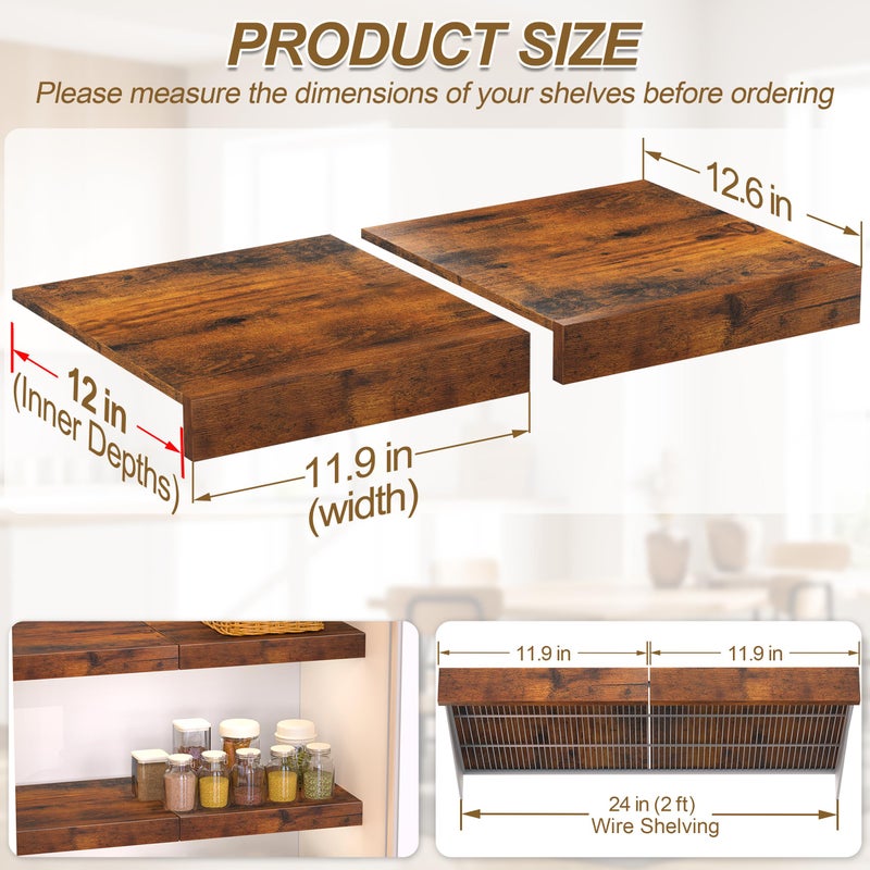 MyLifeUNIT Wire Shelf Covers, 8 PCS Wood Wire Rack Covers for Pantry, Closet, Laundry Room (11.9" W x 12" D) - Image 3