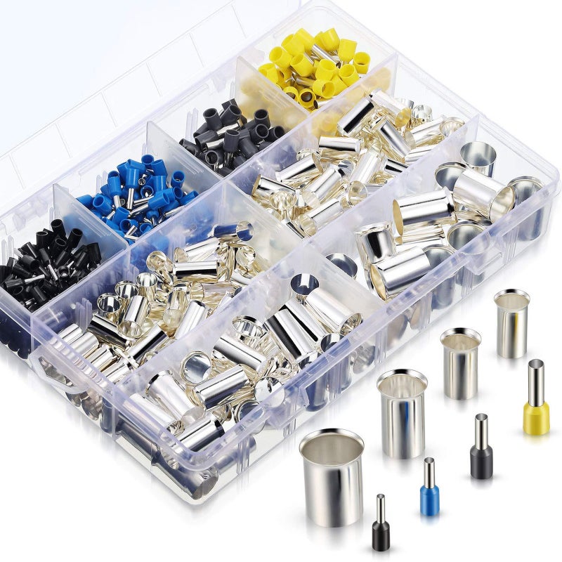 440pcs Ferrule Crimping Tool Wire Ferrule Kits Terminal Connector Sleeves Wire Bifurcation Strong Conductivity Flame Retardant Insulation Strong Sealing AWG 10 12 14 16, 2 4 1/0 2/0 Gauge - Image 1
