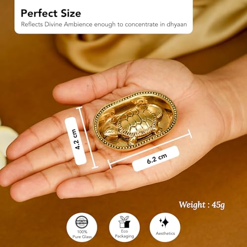 Ekhasa 100% Pure Brass Tortoise Vastu with Brass Plate | Tortoise for Good Luck for Home | Fengshui Turtle with Secret Wish & for Wealth | Kachuwa for Vastu | Good Luck Items for Office Desk & Gifts - Image 3