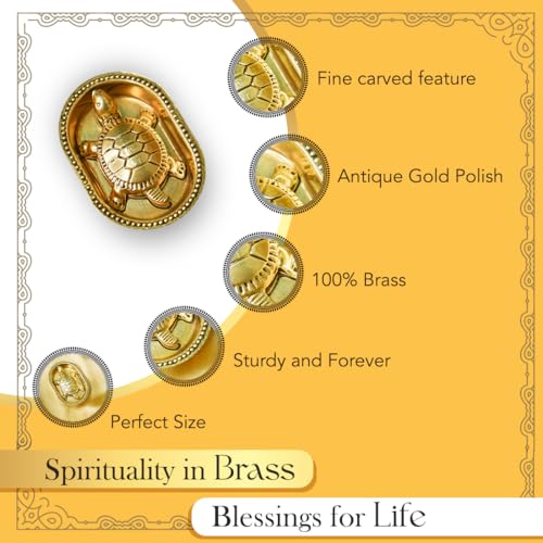 Ekhasa 100% Pure Brass Tortoise Vastu with Brass Plate | Tortoise for Good Luck for Home | Fengshui Turtle with Secret Wish & for Wealth | Kachuwa for Vastu | Good Luck Items for Office Desk & Gifts - Image 5