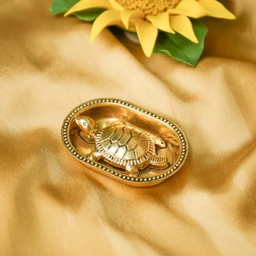 Ekhasa 100% Pure Brass Tortoise Vastu with Brass Plate | Tortoise for Good Luck for Home | Fengshui Turtle with Secret Wish & for Wealth | Kachuwa for Vastu | Good Luck Items for Office Desk & Gifts - Image 2