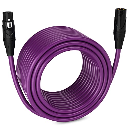 LyxPro 100 Feet XLR Microphone Cable Balanced Male to Female 3 Pin Mic Cord for Powered Speakers Audio Interface Professional Pro Audio Performance and Recording Devices - Purple - Image 1