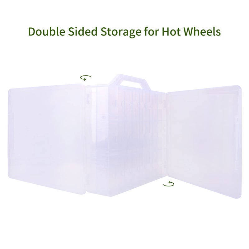 KISLANE Double Sided Toy Car & Doll Storage Case - 48 Compartments, Portable Transparent Case - Image 5