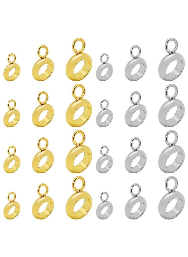 Oubaka 90Pcs 3 Sizes Stainless Steel Bail Beads Column Bail Beads Bail Tube Beads Stainless Steel Hanger Links 4/5/6Mm Inner Dia Pendant For Bracelet Necklace Jewelry Making(Gold,White K) - Image 1