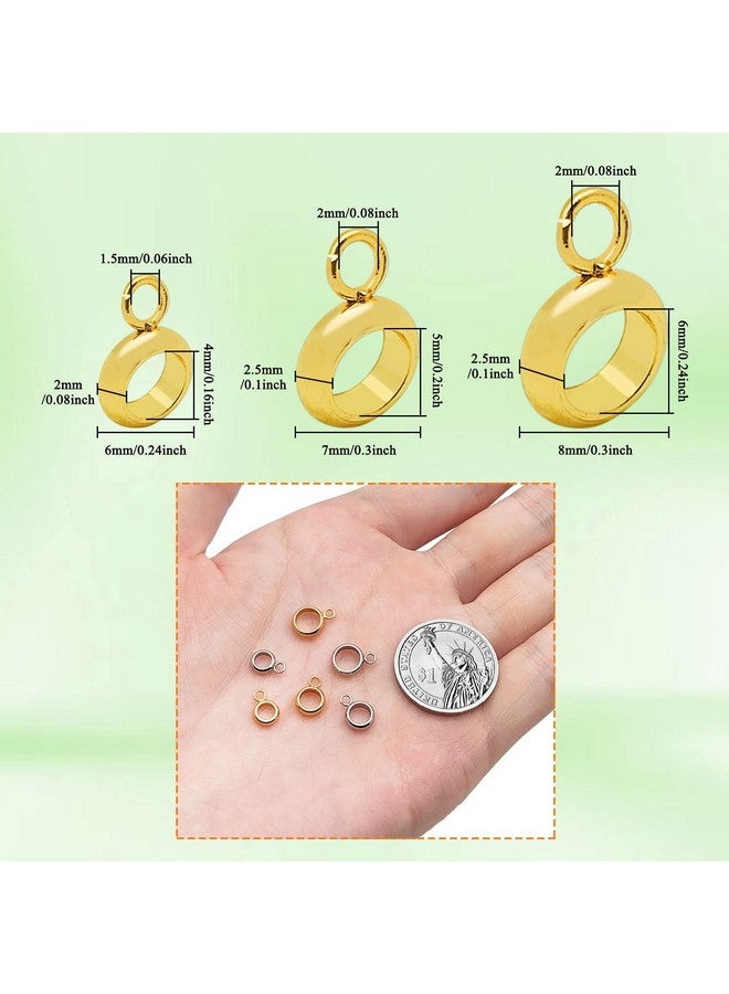 Oubaka 90Pcs 3 Sizes Stainless Steel Bail Beads Column Bail Beads Bail Tube Beads Stainless Steel Hanger Links 4/5/6Mm Inner Dia Pendant For Bracelet Necklace Jewelry Making(Gold,White K) - Image 3