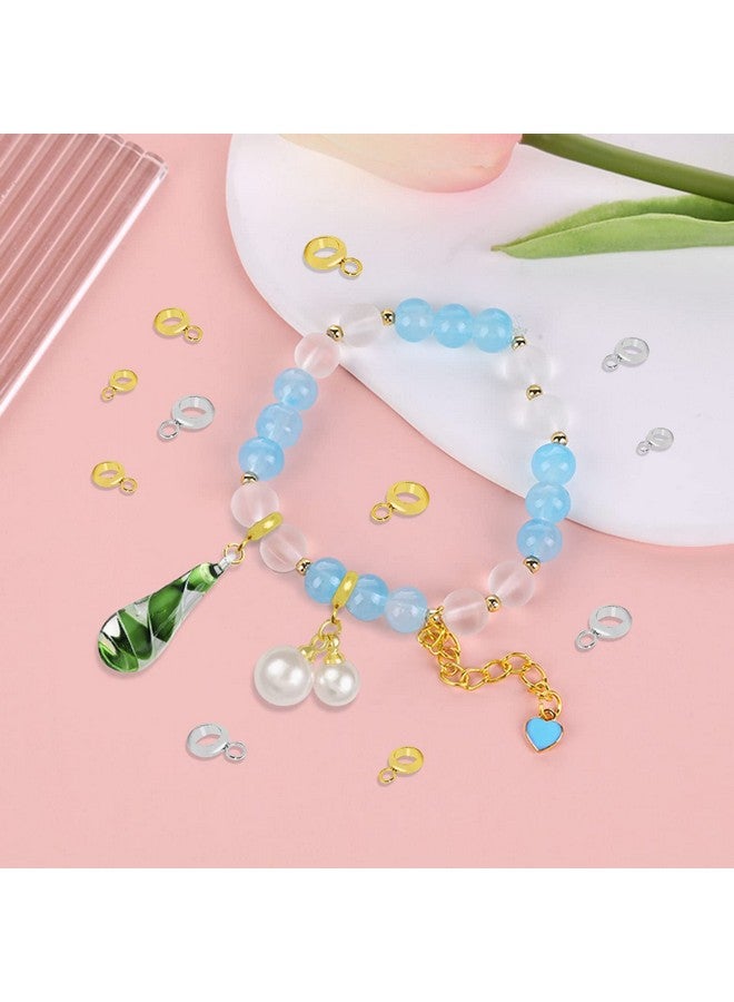 Oubaka 90Pcs 3 Sizes Stainless Steel Bail Beads Column Bail Beads Bail Tube Beads Stainless Steel Hanger Links 4/5/6Mm Inner Dia Pendant For Bracelet Necklace Jewelry Making(Gold,White K) - Image 5