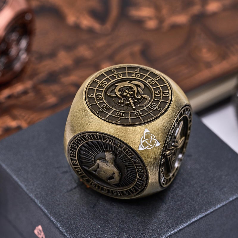 HNCCESG Metal Fidget Spinner,7 in 1 Unique Polyhedral Fantasy Gaming Dice for Tabletop RPG Accessories(Bronze) - Image 5