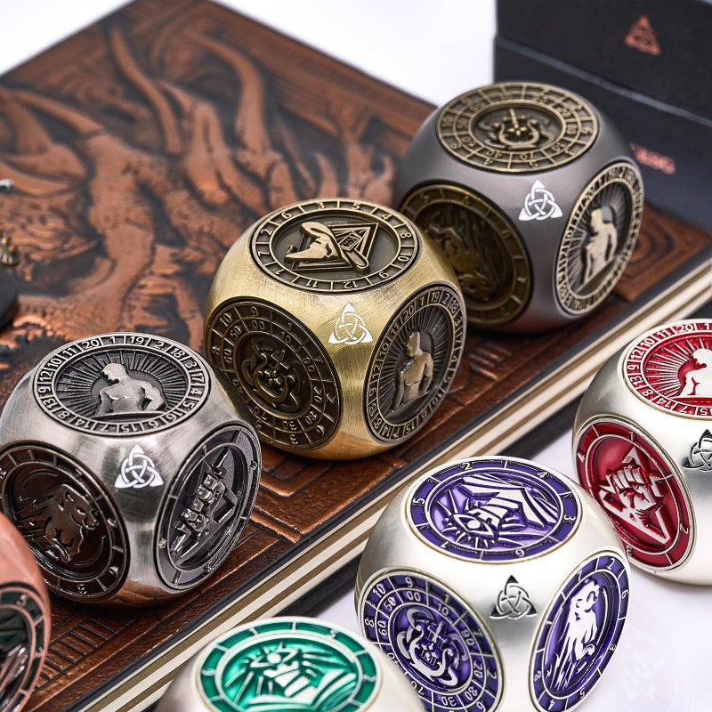 HNCCESG Metal Fidget Spinner,7 in 1 Unique Polyhedral Fantasy Gaming Dice for Tabletop RPG Accessories(Bronze) - Image 4