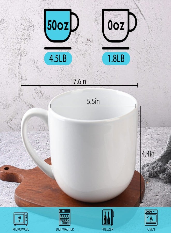 CAILIDE 50oz large Ceramic Soup Mug with Handles for Coffee, Tea, Ice Cream, Cereal, (white) - Image 2