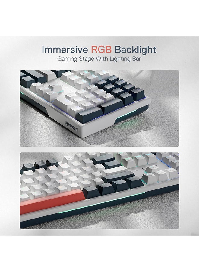 ريدراجون لوحة مفاتيح ميكانيكية K668، RGB، سلكية، مفاتيح حمراء، بيضاء، بألوان مختلطة - Image 3