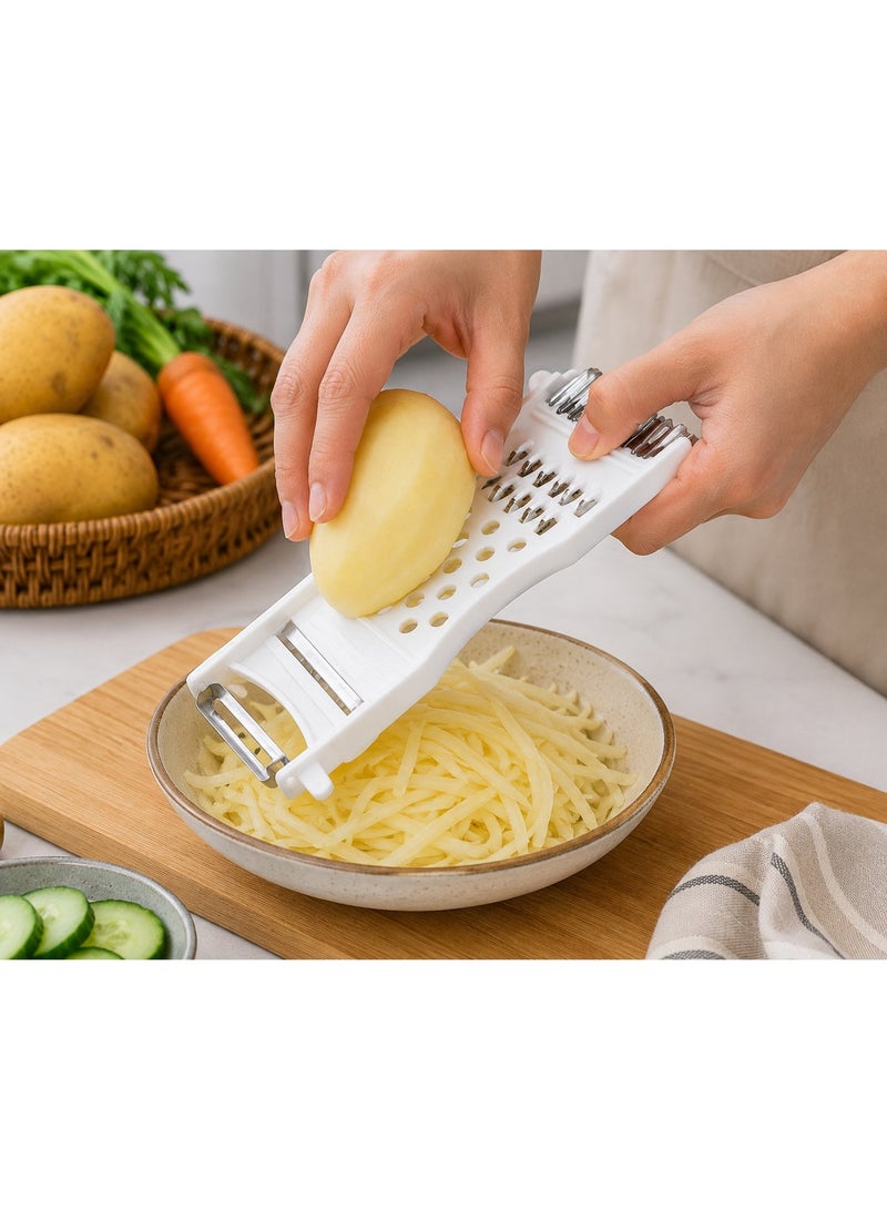 NZONE STORE Multi-Purpose Vegetable Grater, Slicer & Peeler with Stainless Steel Blades, Handheld Kitchen Tool for Potatoes, Carrots, Cucumbers & Zucchini – 17 × 7.4 × 1.2 cm - Image 1